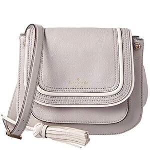 Kate Spade Pratt Street Rianne Bag Womens Gray & Ivory Leather Tasseled Purse